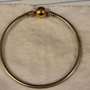 Pandora two-toned bangle with 14k gold clasp